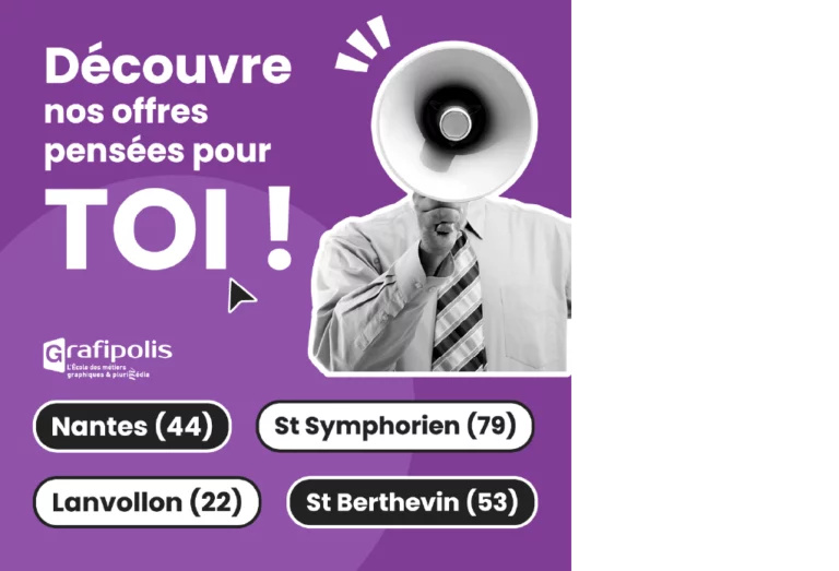 By Ethel, création de la première image pour le post instagram de Grafipolis, découvrez nos offres en alternance