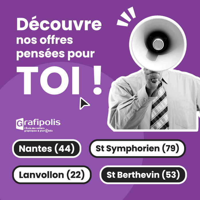 By Ethel, création de la première image pour le post instagram de Grafipolis, découvrez nos offres en alternance