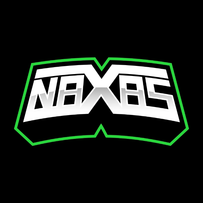 Création d'un logo pour le groupe de musique NAXAS, logo sur un fond noir.