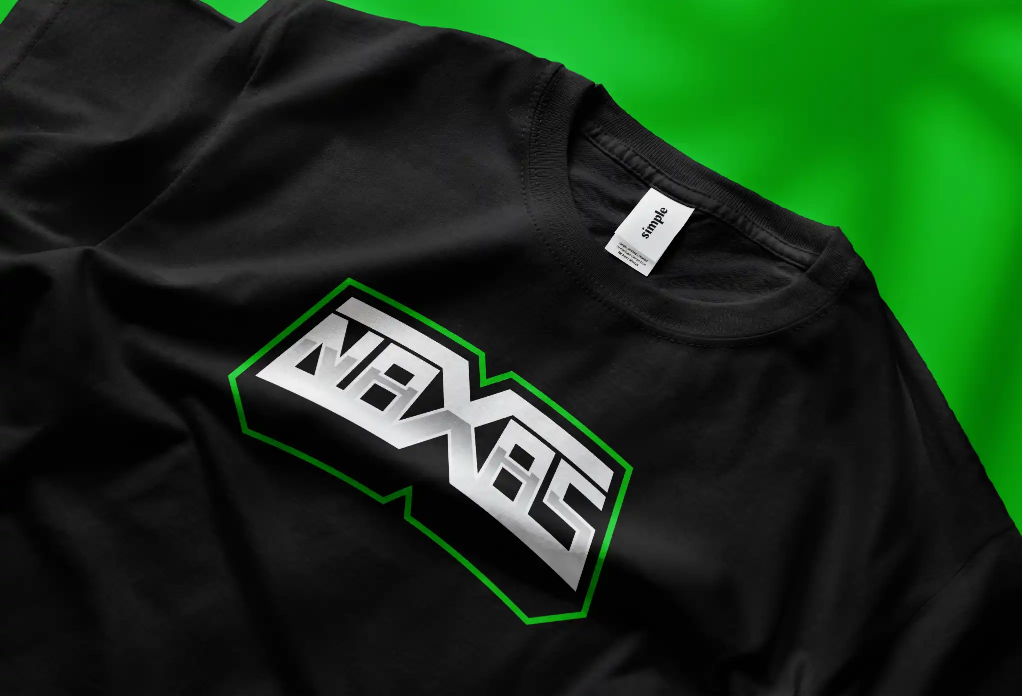 Création d'un logo pour le groupe de musique NAXAS, mockup du logo sur un t-shirt.